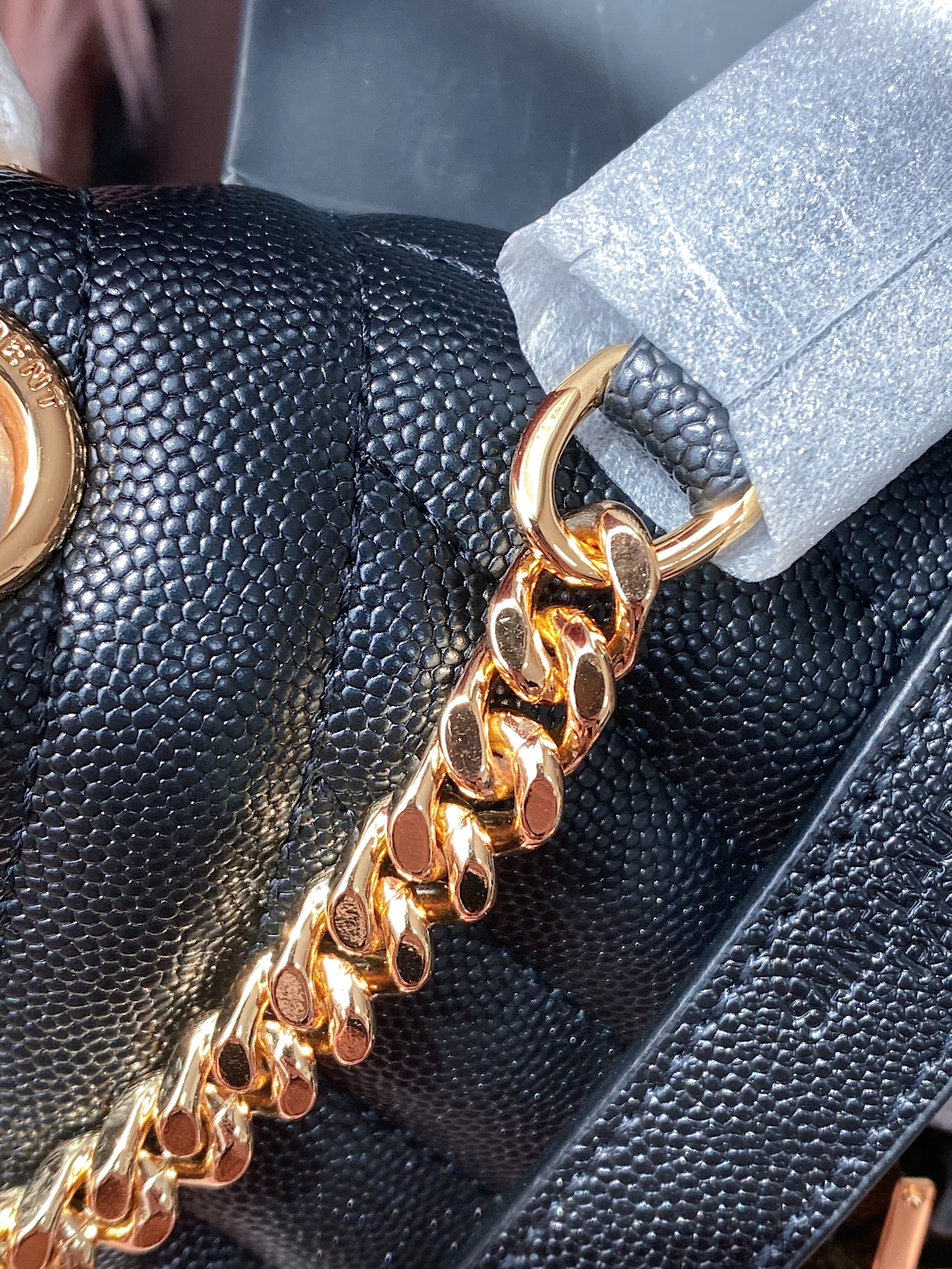 [TOP] Yves Saint Laurent YSL Y.S.L Envelope Shoulder Bag Small 21cm- Black & Gold Hardware