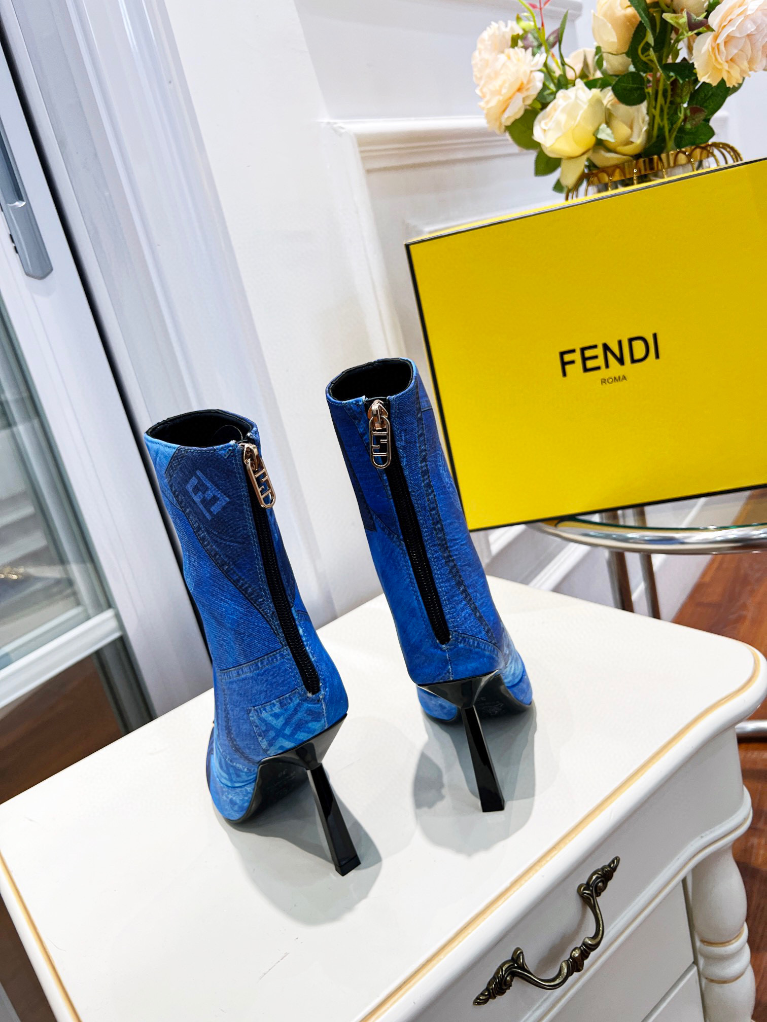 [TOP] FENDI x Versace Denim Boots - Blue & GHW