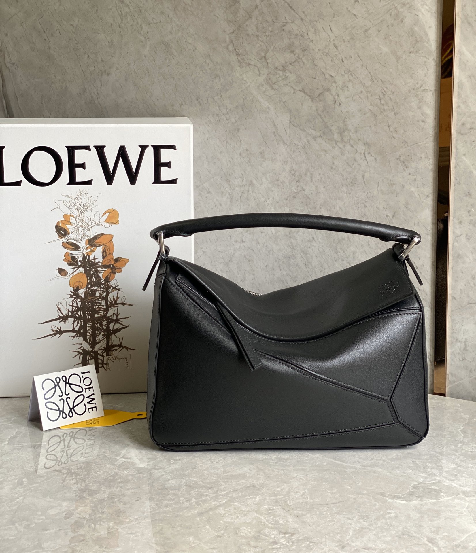 [TOP] LOEWE Puzzle Bag 24*10*14cm/30*12*19cm - Black