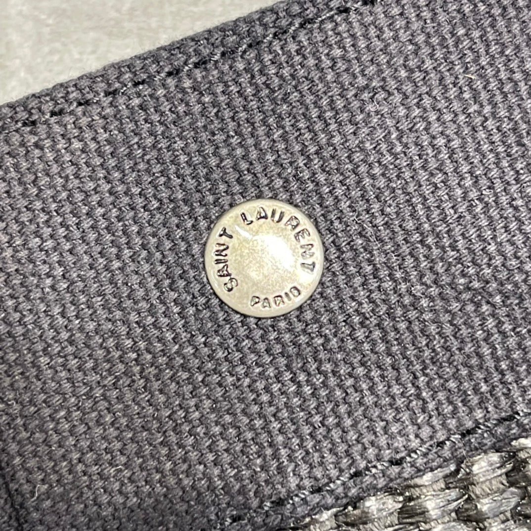 [TOP] Yves Saint Laurent YSL Rive Gauche Straw Tote Bag - Black