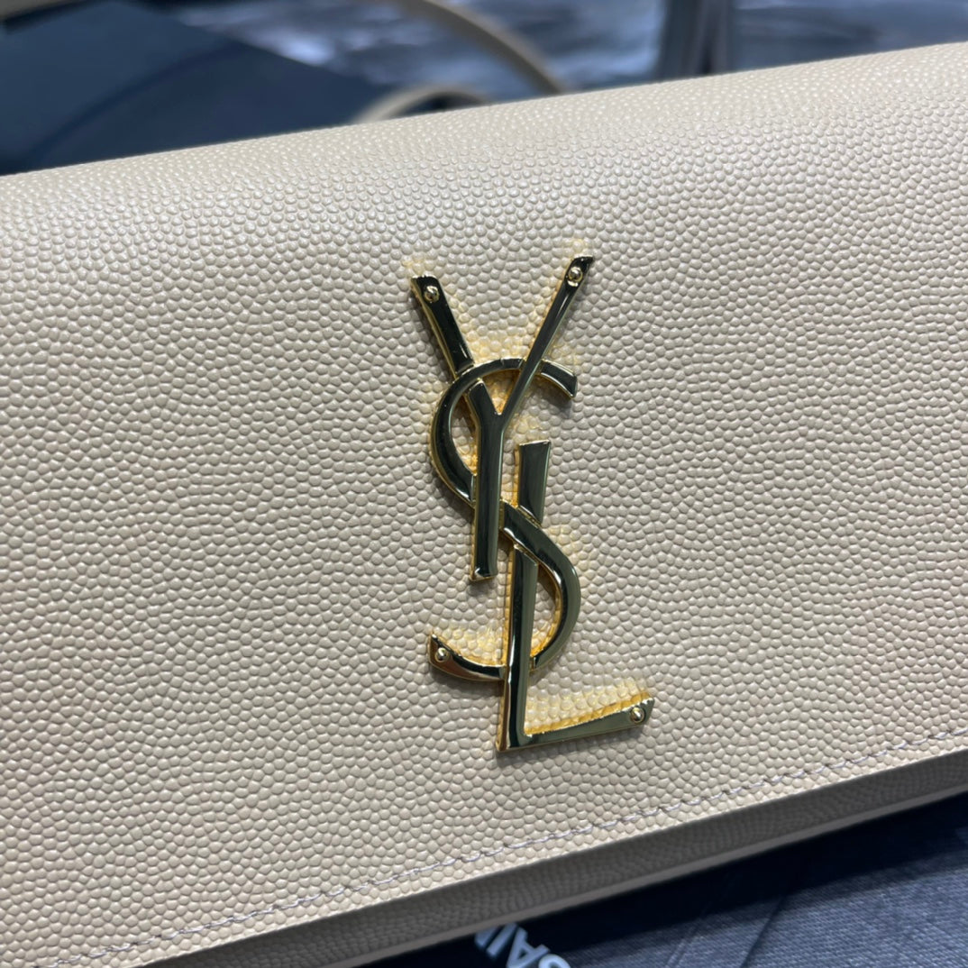 [TOP] Yves Saint Laurent YSL Kate Grainy Belt Bag - Beige