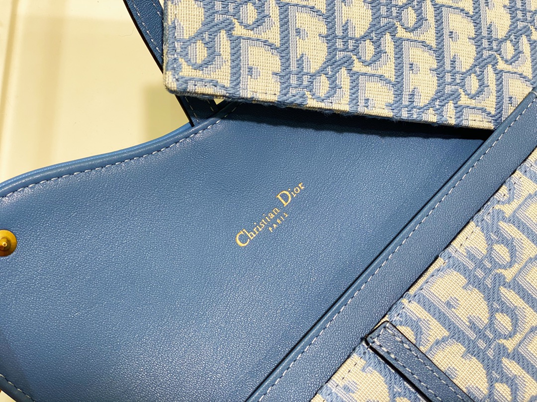 [TOP] Christian Dior Saddle Bag Oblique Printed Fabric 19x11x2.5cm