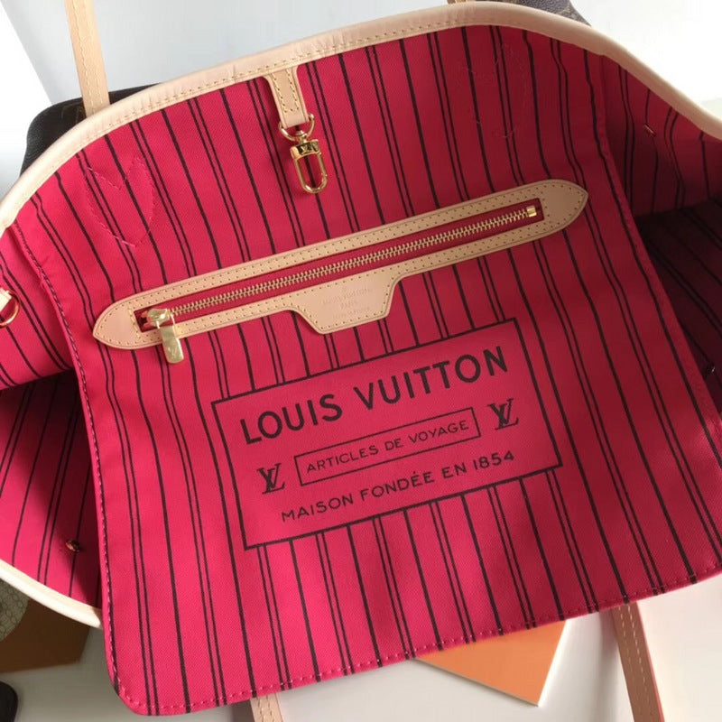 [TOP] Louis Vuitton LV LV Neverfull MM Bag - Fuchsia