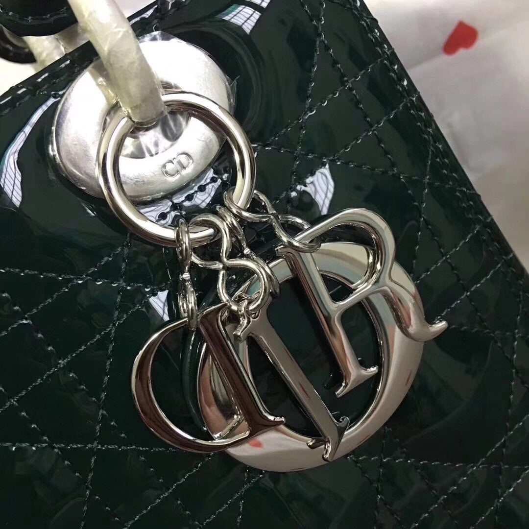 [TOP] Christian Dior Lady Christian Dior Bag Patent Cannage Medium - Dark Green SHW