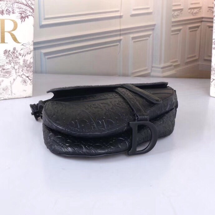 [TOP] Christian Dior Saddle Oblique Embossed  Bag - BLACK
