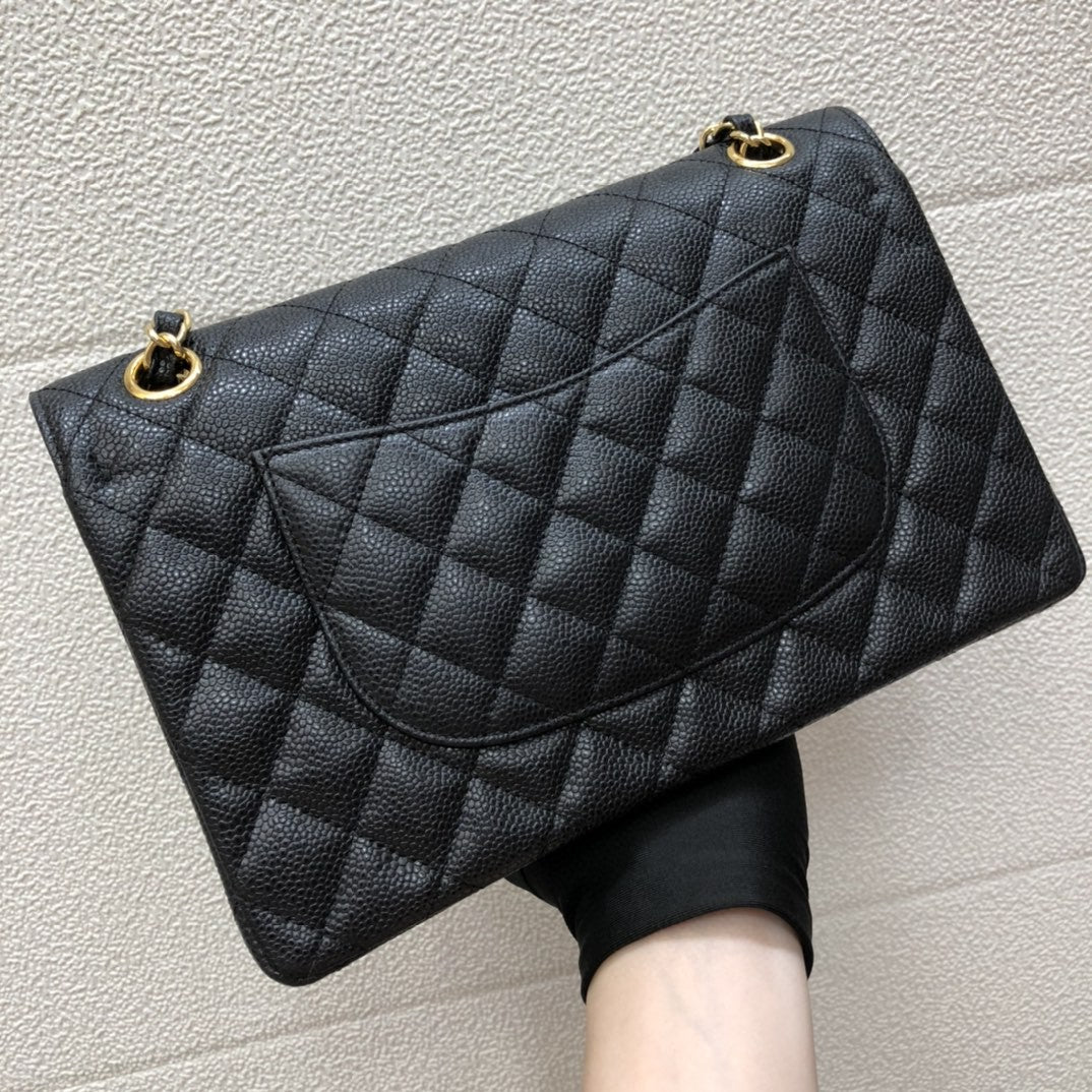[TOP] CHANEL Classic Flap Bag Caviar Medium 25.5cm – Black & GHW