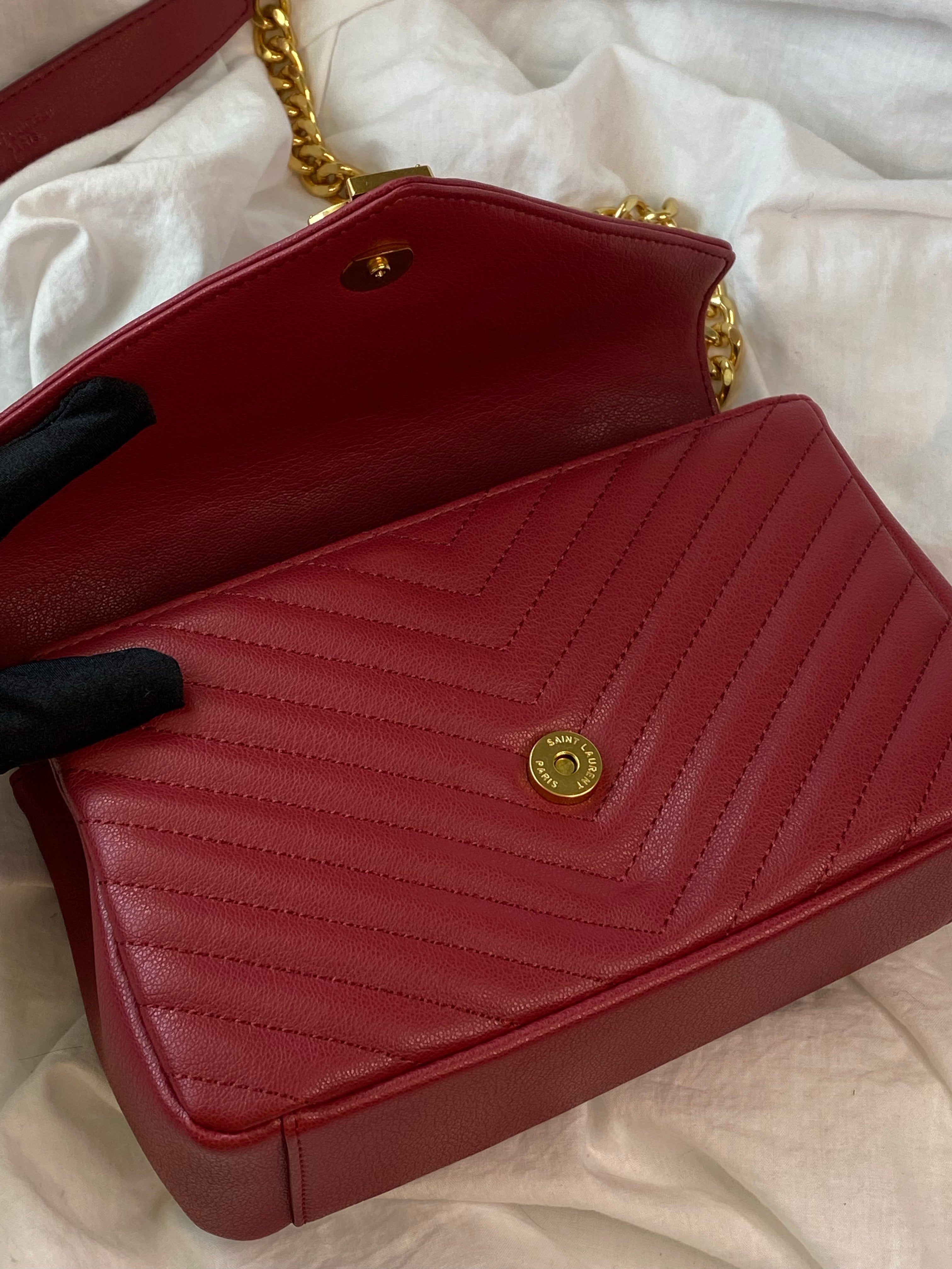 [TOP] Yves Saint Laurent YSL College Medium Bag - Red with GHW