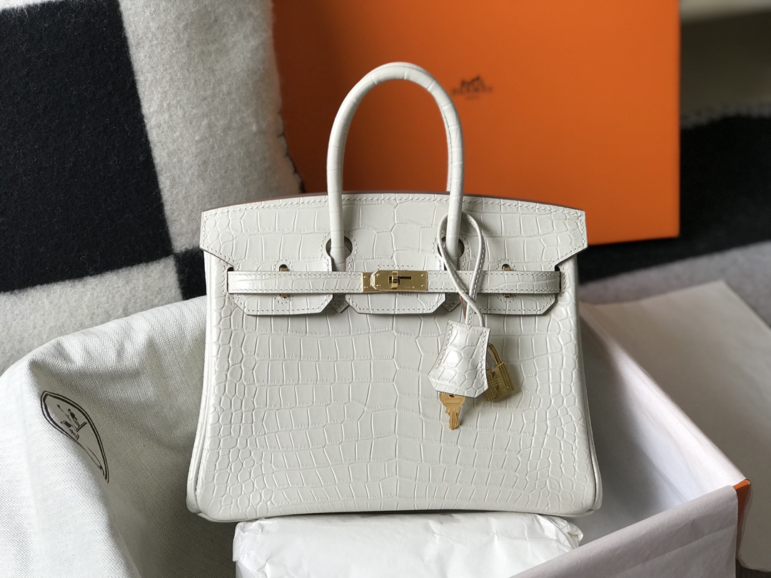 [TOP] HERMES Birkin Crocodile 25CM 30CM- White& GHW