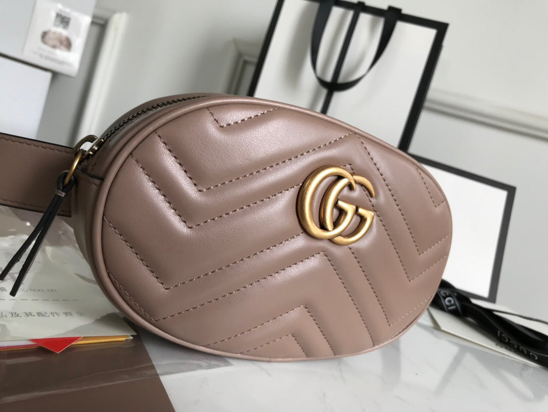 [TOP] GUCCI GG Marmont Belt Bag - Dusty Pink