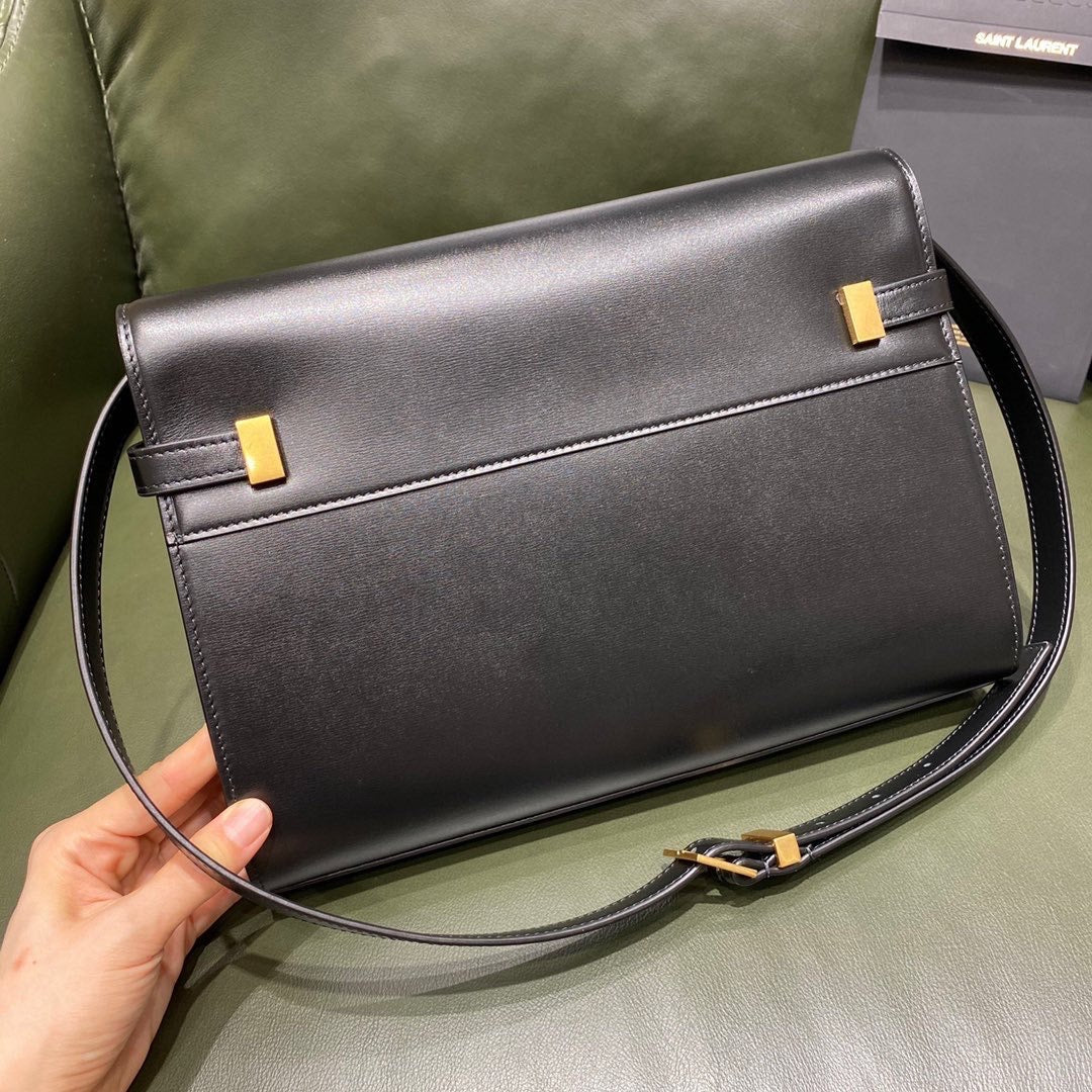 [TOP] Yves Saint Laurent YSL Manhattan Medium Shoulder Bag - Black
