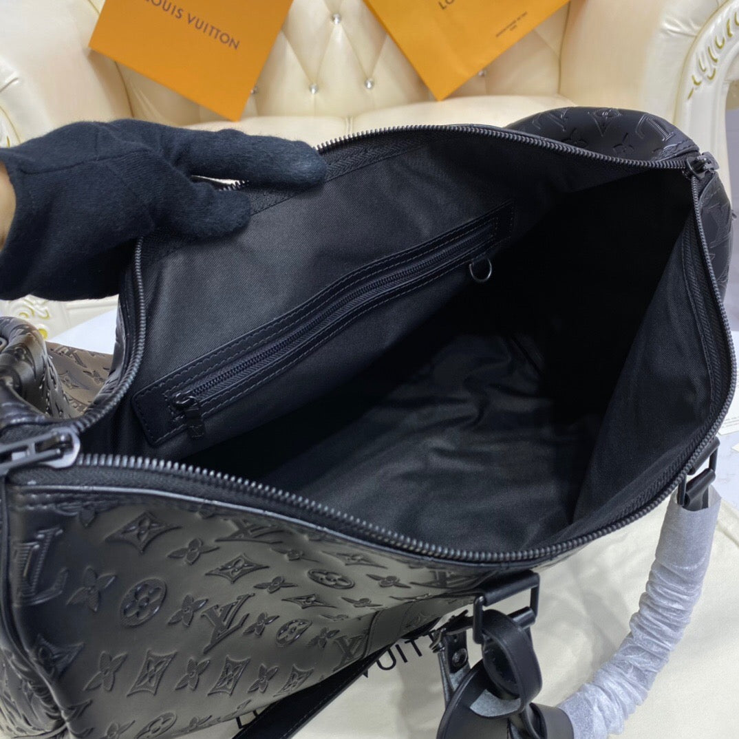 [TOP] Louis Vuitton LV Loui$ Vu!tt0n Keepall Travel Bag 50cm - Shadow Empreinte Black