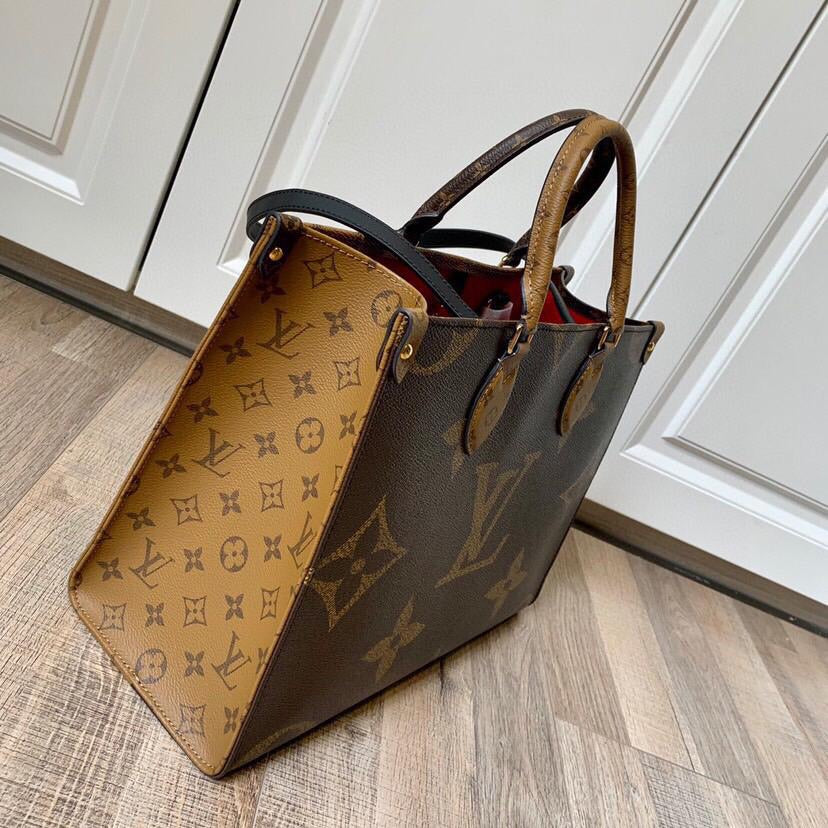 [TOP] Louis Vuitton LV On The Go Giant Monogram MM 35x27x14cm -Brown