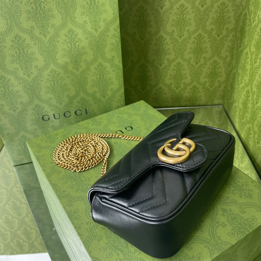 [TOP] GUCCI GG Marmont Bag Super Mini 16.5cm - Black
