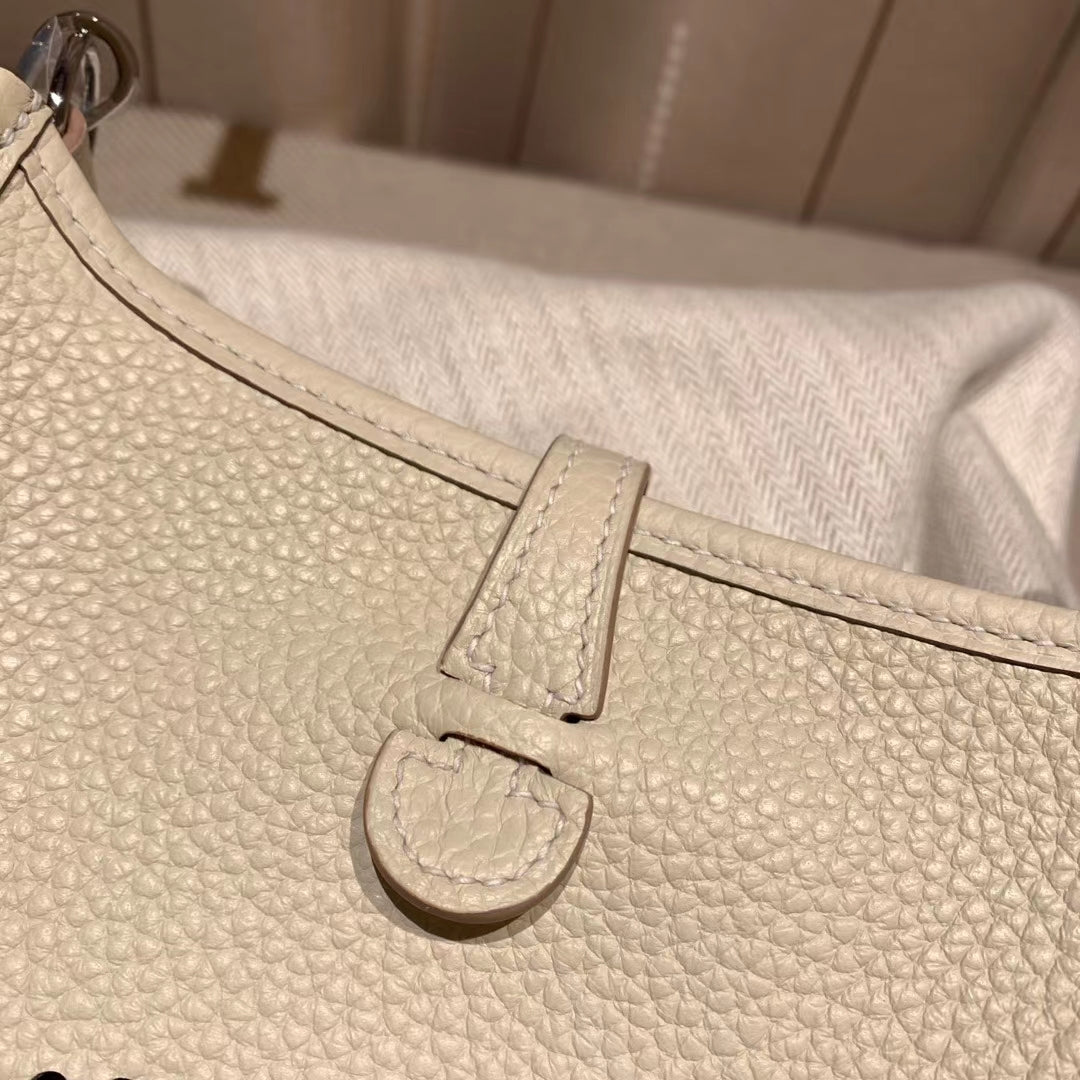 [TOP] HERMES Evelyne 16CM - Craie & SHW