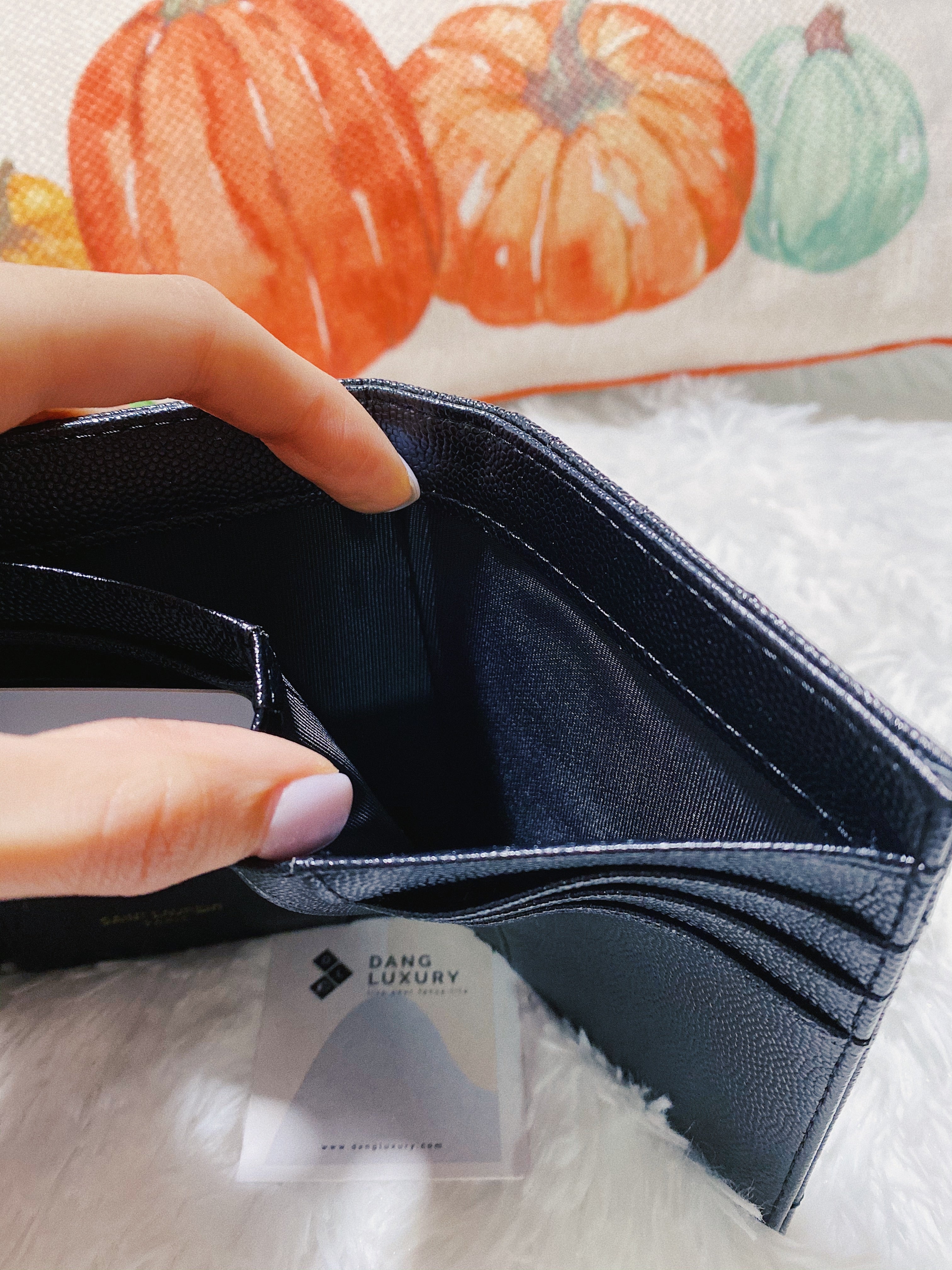 [TOP] Yves Saint Laurent YSL Compact 3 Fold Quilted Leather Wallet