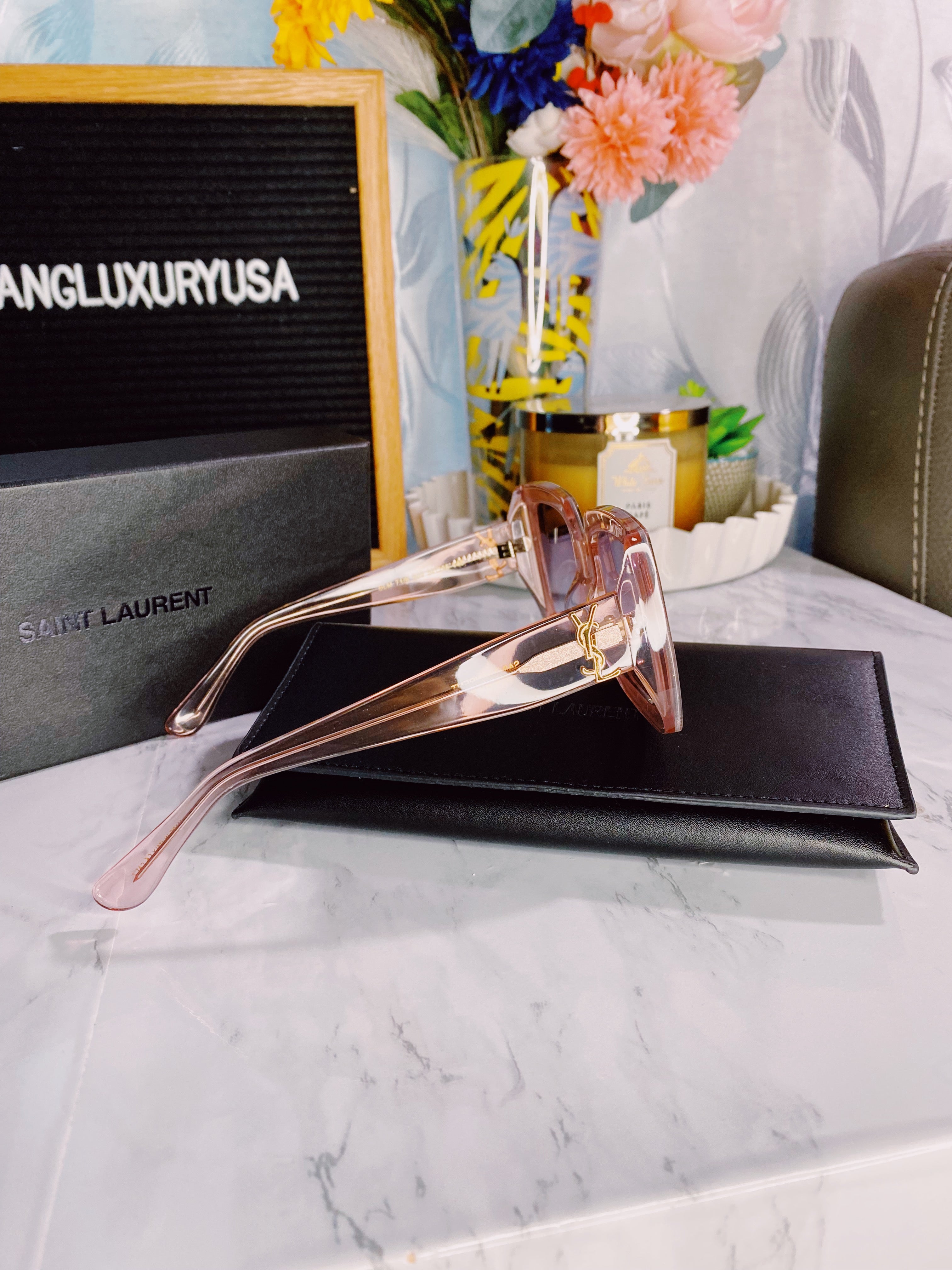 [TOP] Yves Saint Laurent YSL YSL Clear Sunglasses - Pink