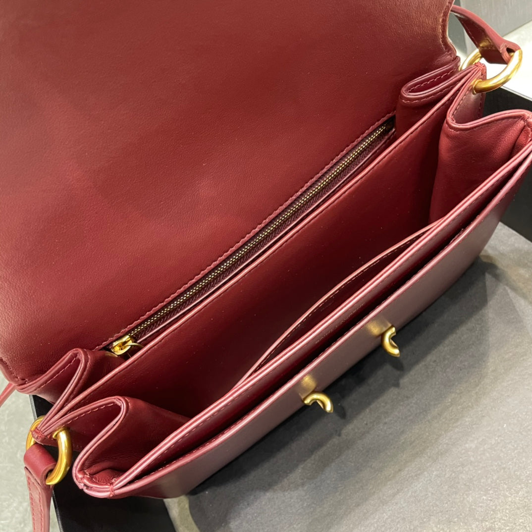 [TOP] Yves Saint Laurent YSL Maillon Satchel Bag - Burgundy