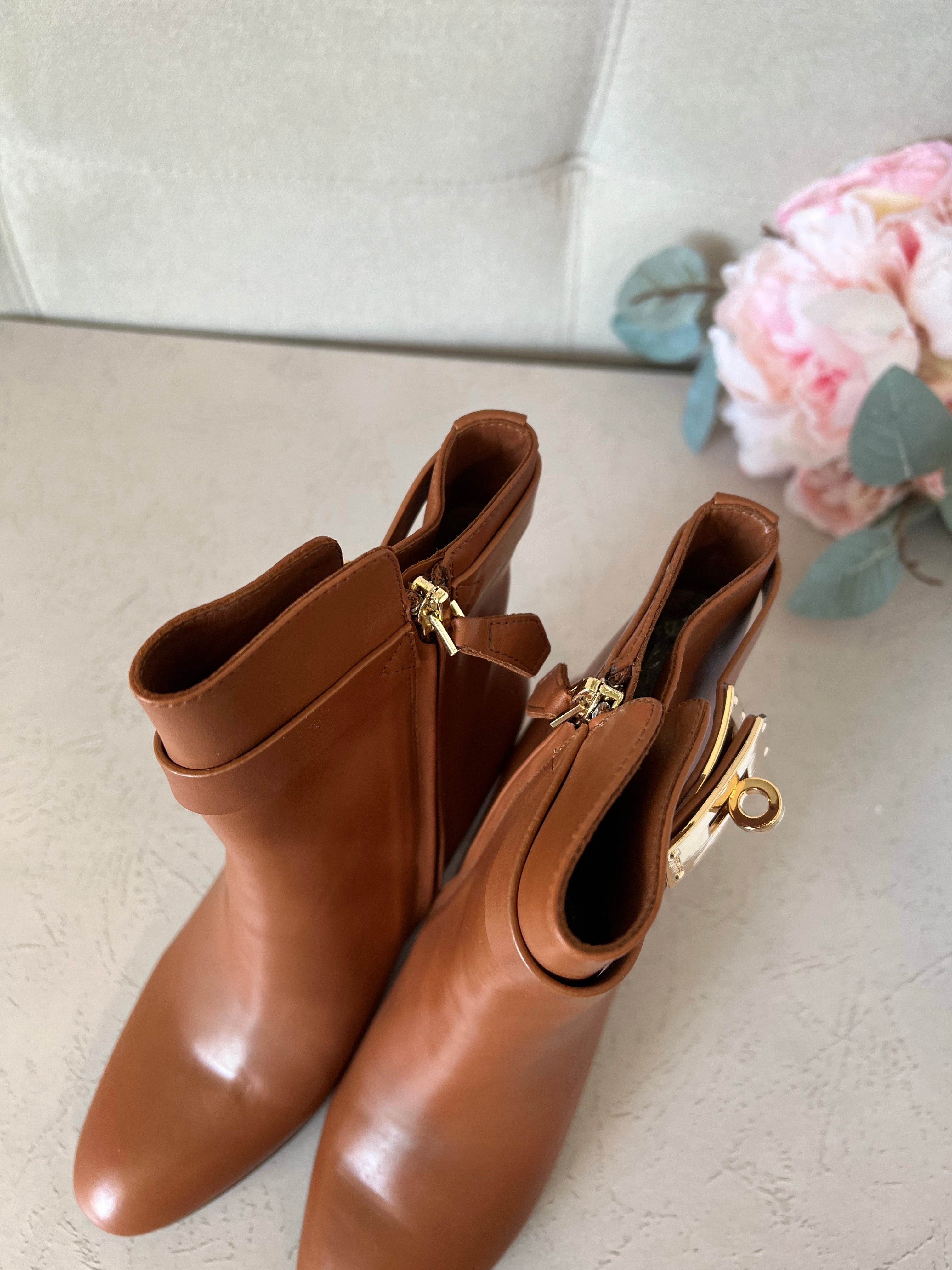 [TOP] HERMES Joueuse Ankle Boots - Brown