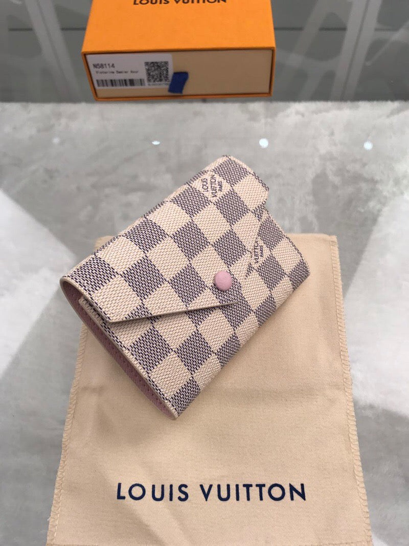 [TOP] Louis Vuitton LV LV Damier Azur Victorine Wallet - Pink
