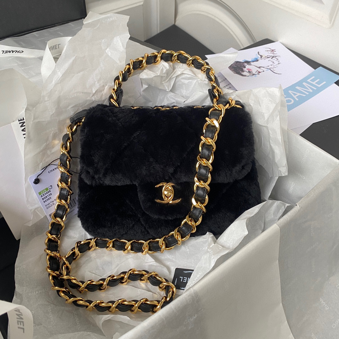 [TOP] CHANEL CoCo Handle Bag Pluffy Fur 20CM - Purple/Pink/Black/White