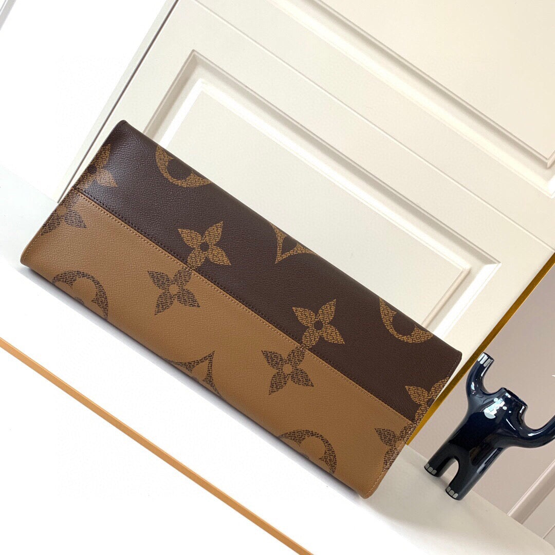 [TOP] Louis Vuitton LV £V On The Go Monogram Tote GM 41x34x19cm -Brown