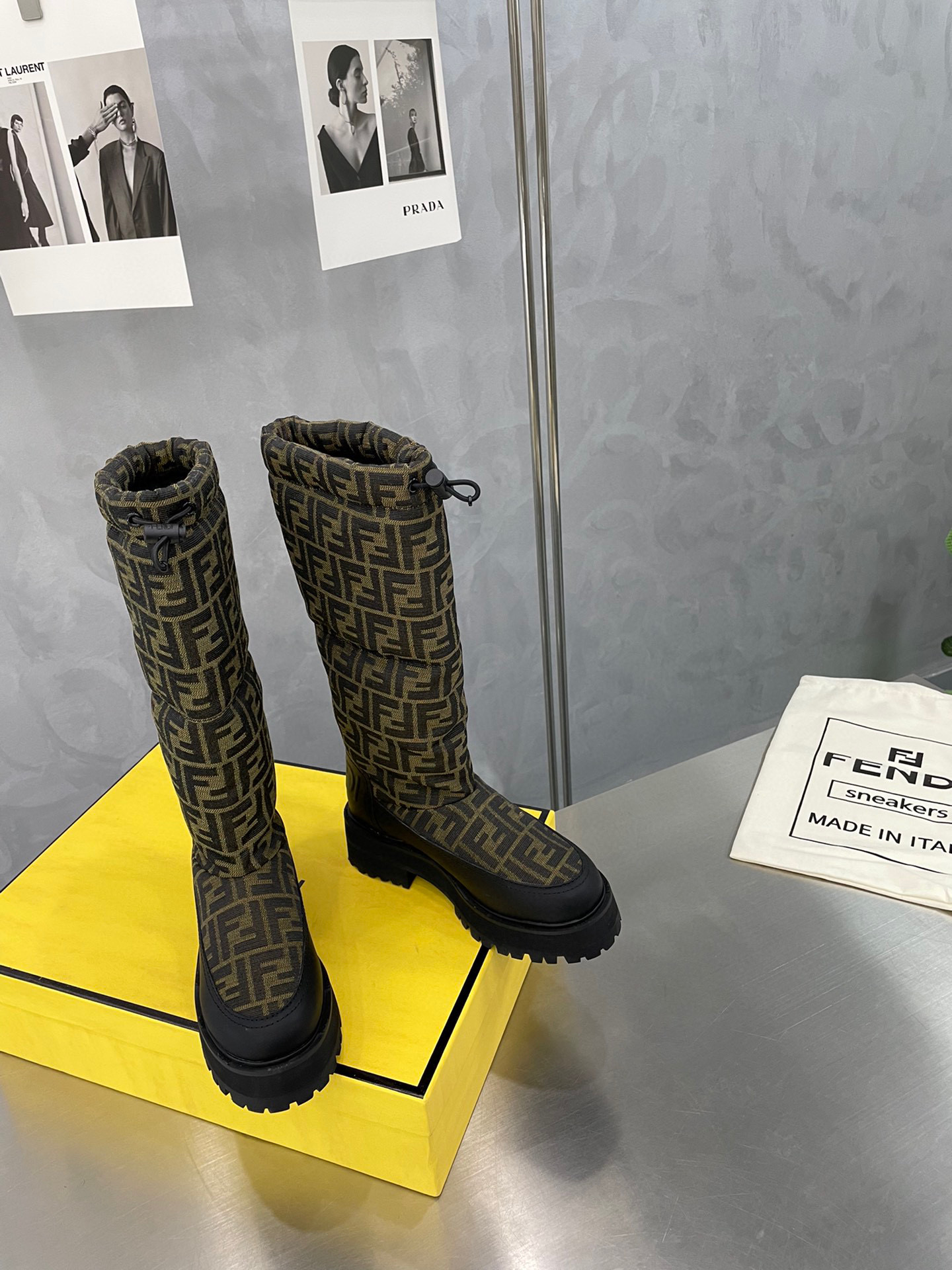 [TOP] FENDI Monogram Quilted Boots