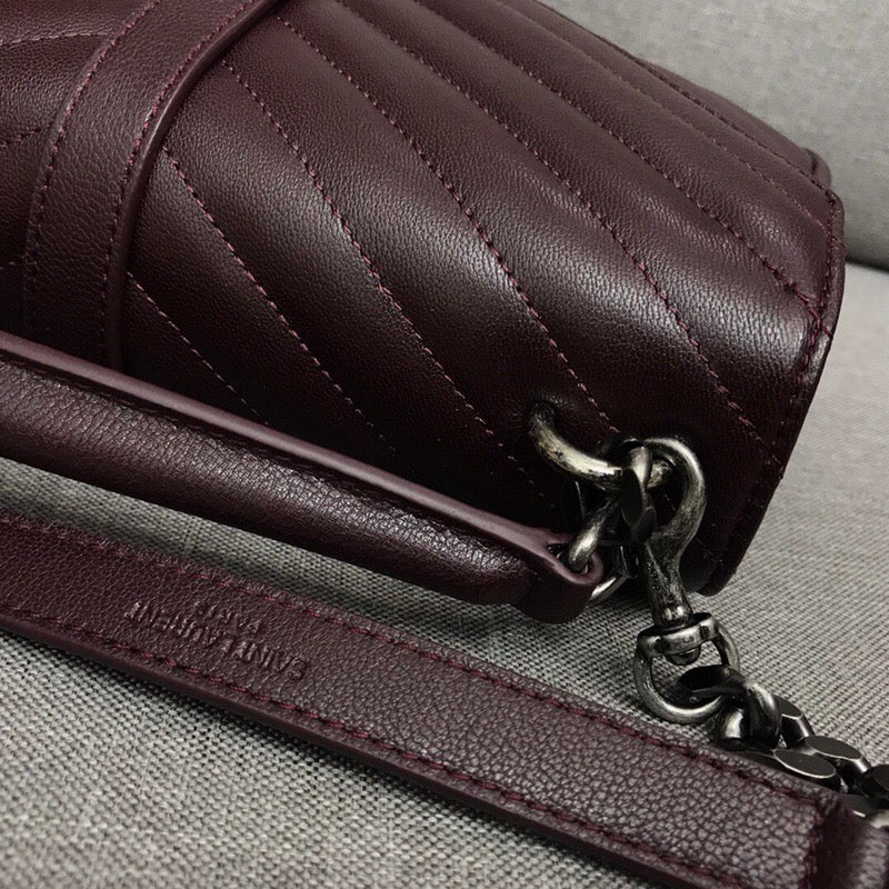 [TOP] Yves Saint Laurent YSL Small College Bag - Burgundy w SHW