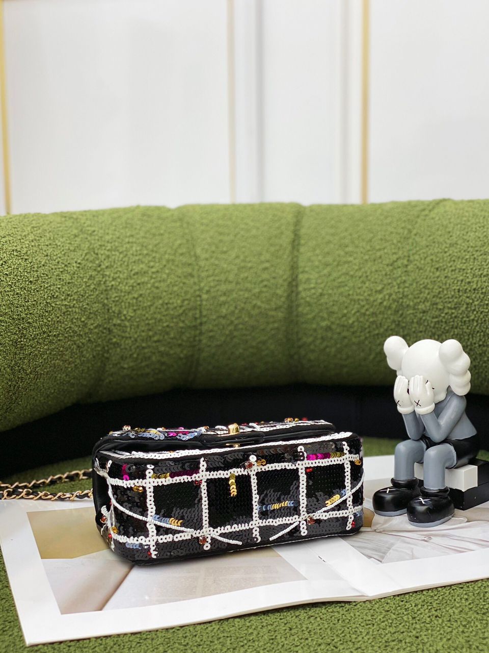 [TOP] CHANEL Classic Flap Bag Sequins Mini 20cm - Black