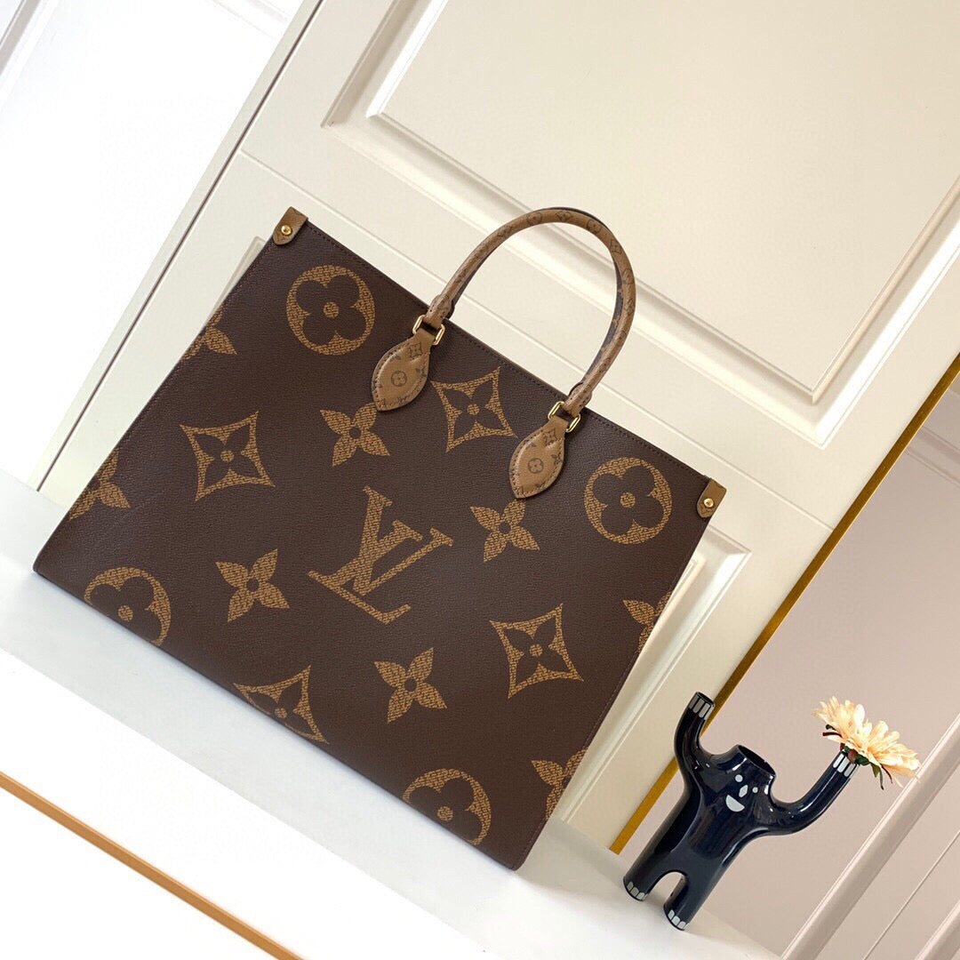 [TOP] Louis Vuitton LV £V On The Go Monogram Tote GM 41x34x19cm -Brown