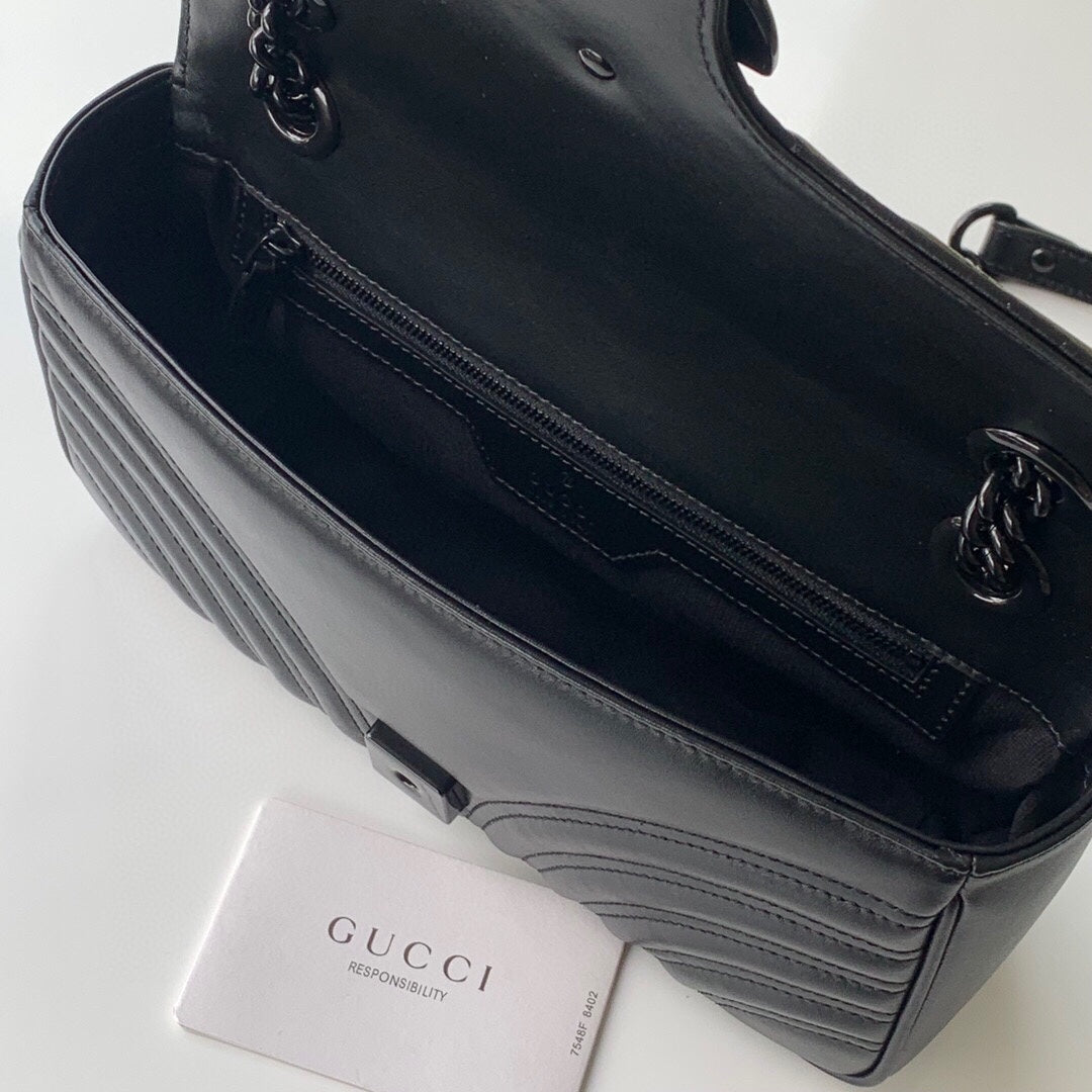 [TOP] GUCCI G*G Marmont Bag Small 26cm - All Black