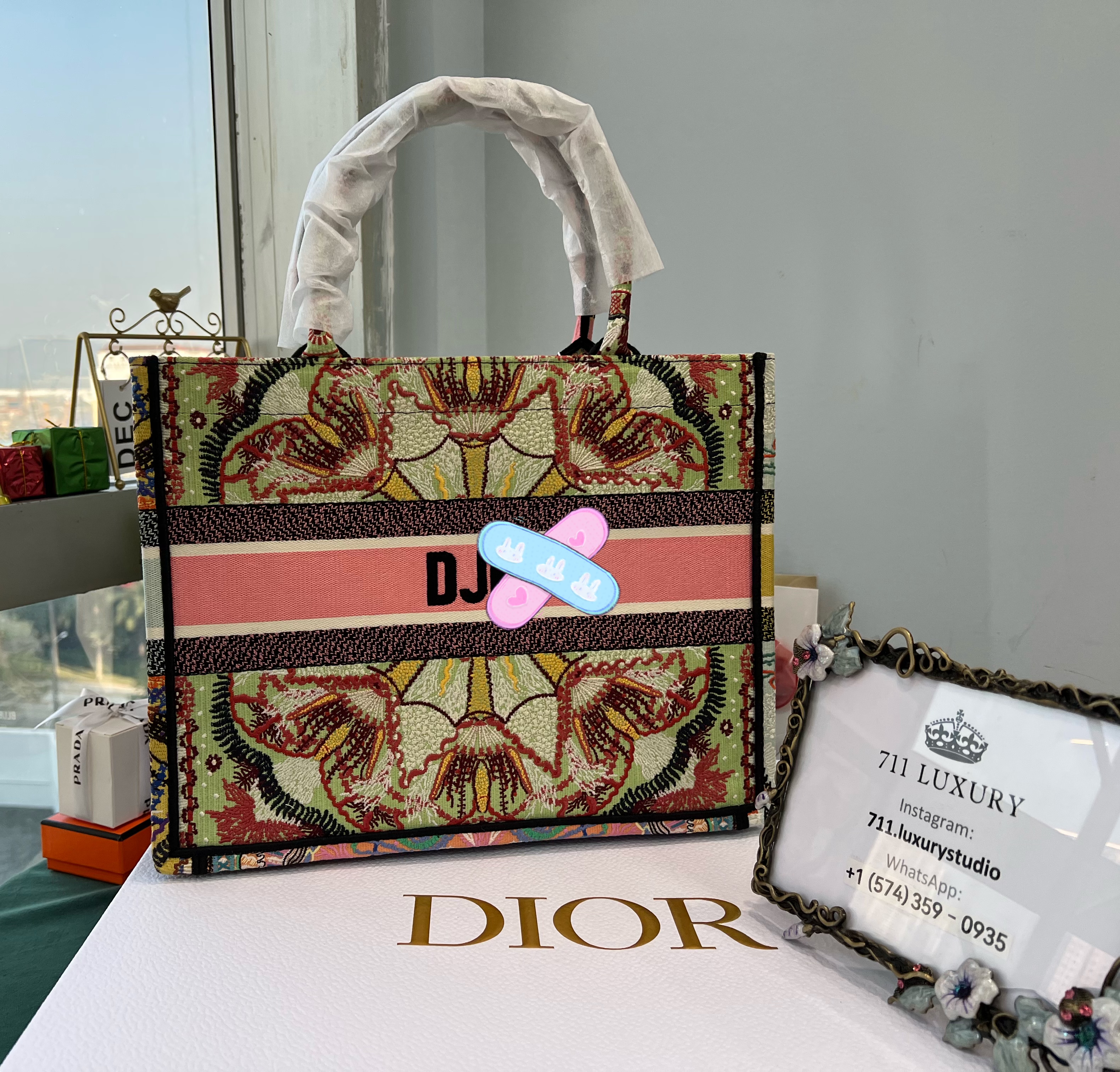 Embroidery on the Back of the Book Tote Bag