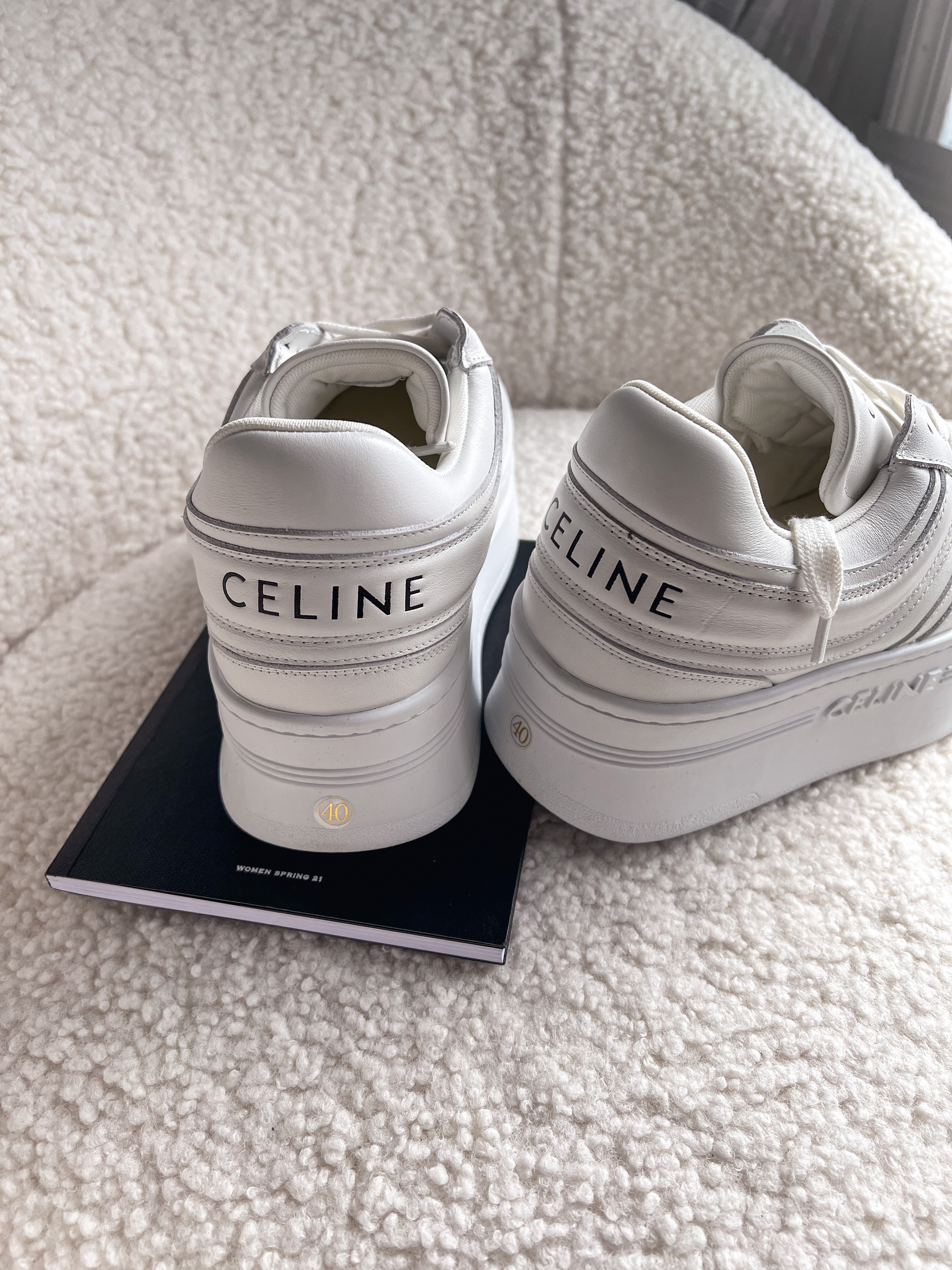 [TOP] CELINE Block Sneakers w Wedge Outsole - White