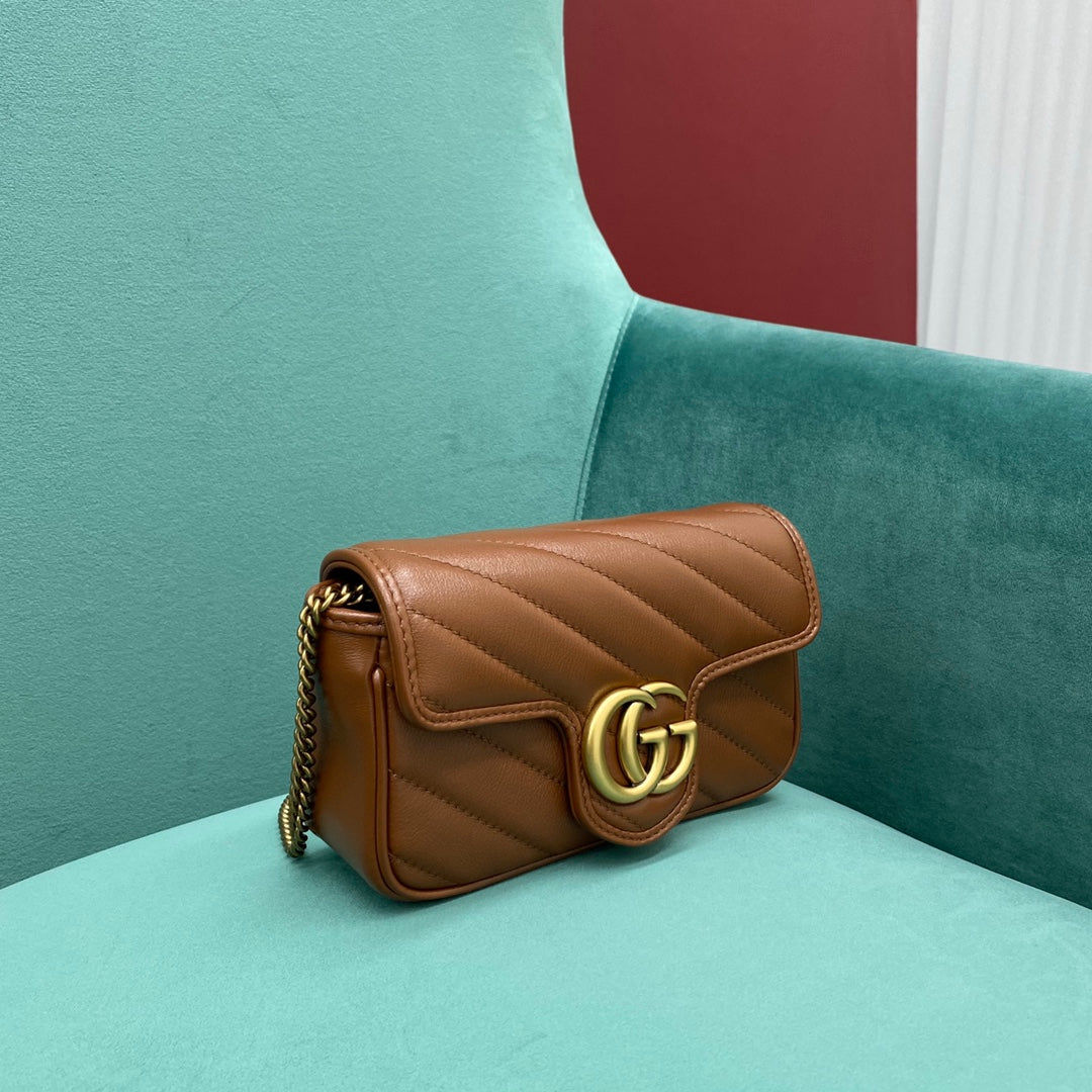 [TOP] GUCCI Marmont Bag Super Mini 16.5cm - Brown