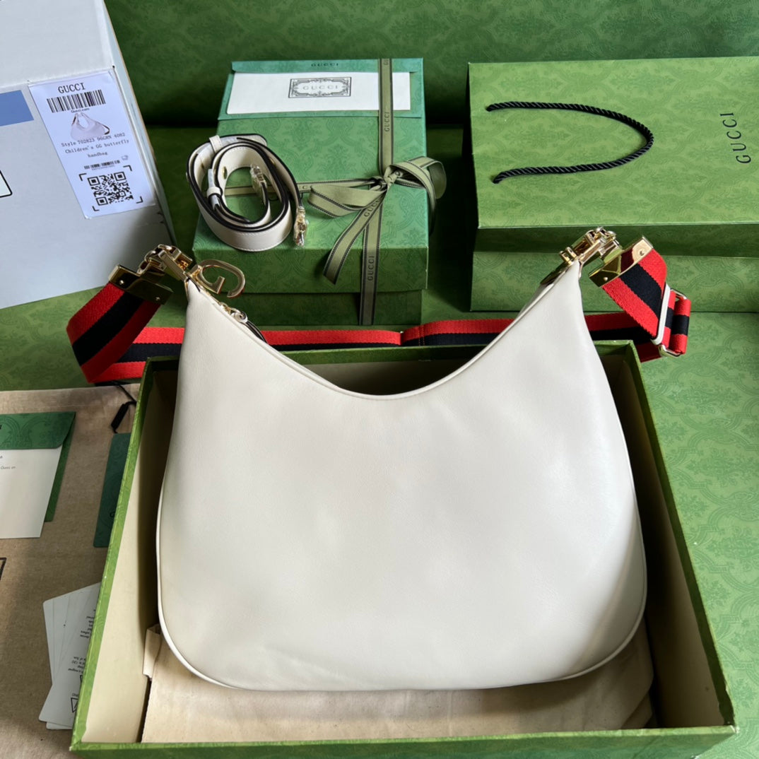 [TOP] GUCCI G*G Attache Large Shoulder Bag - White