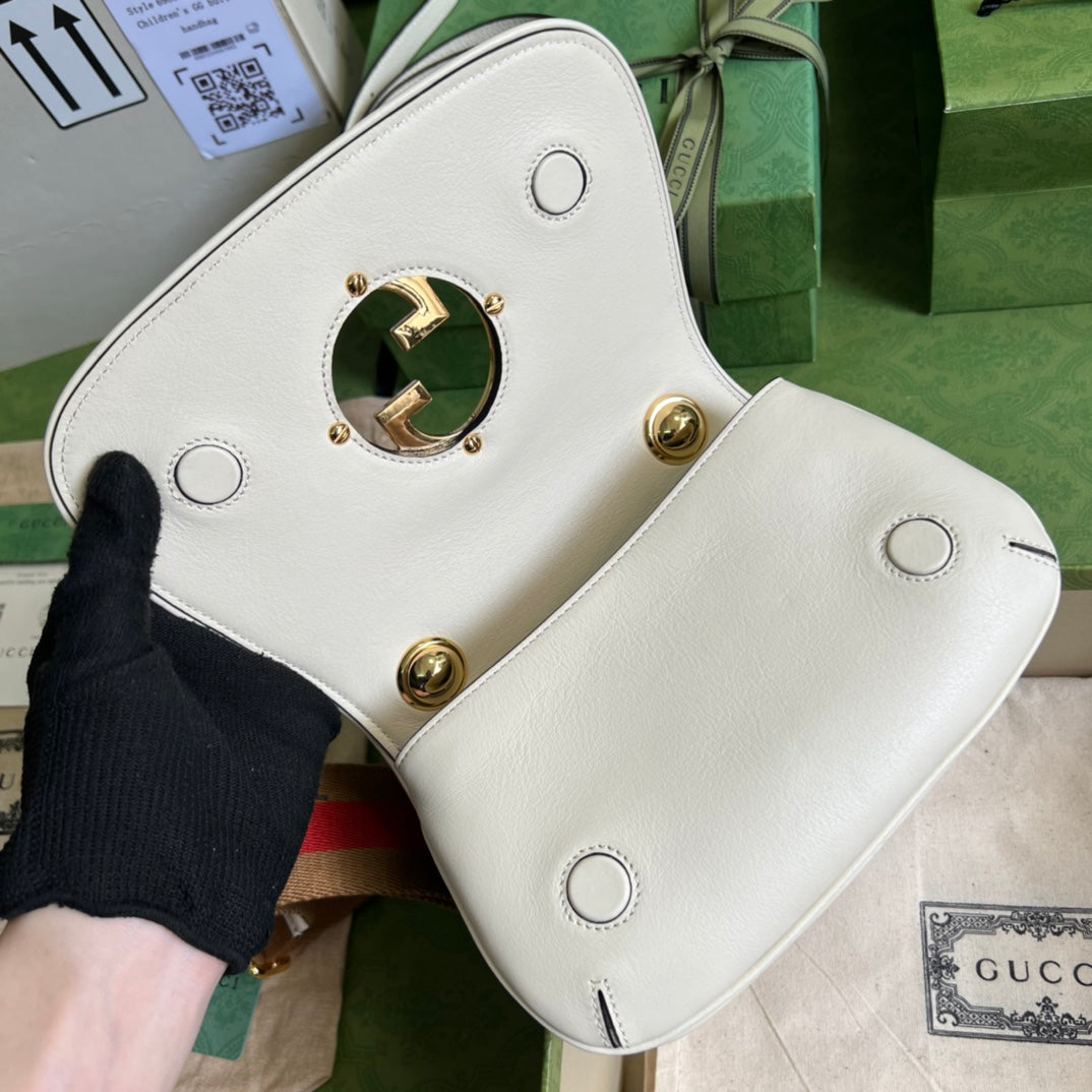 [TOP] GUCCI G*G Blondie Mini Leather Bag 22x13x5.5cm - White