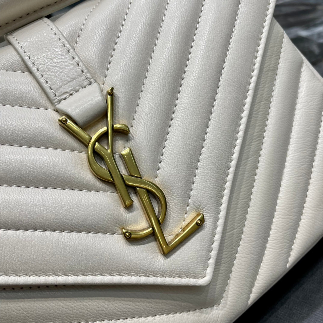 [TOP] Yves Saint Laurent YSL Small College Bag - Off White