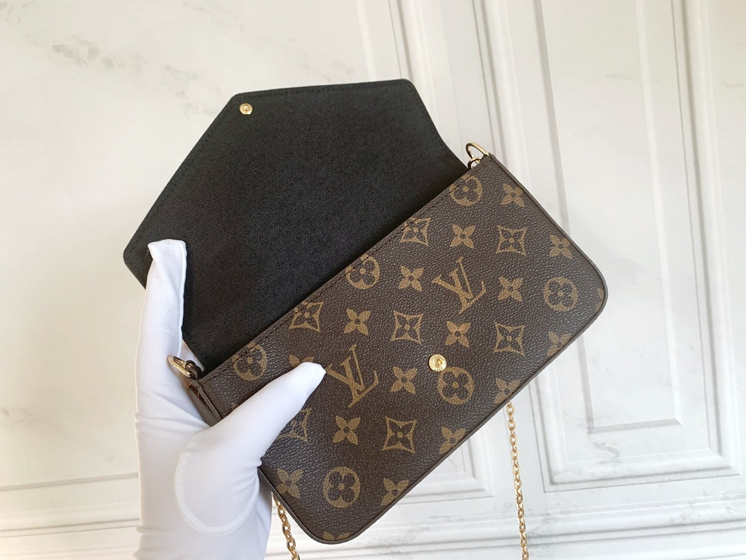 [TOP] Louis Vuitton LV Felicie Monogram 21X12X3cm - Black