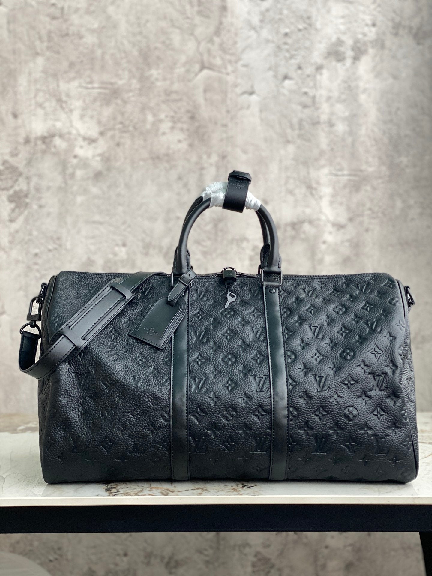 [TOP] Louis Vuitton LV Loui$ Vu!tt0n Keepall Travel Bag 50cm - Taurillon Empreinte Black