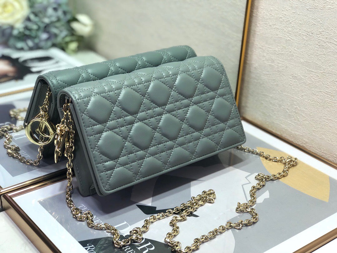 [TOP] Christian Dior Lady Pouch Bag- Cloud Green