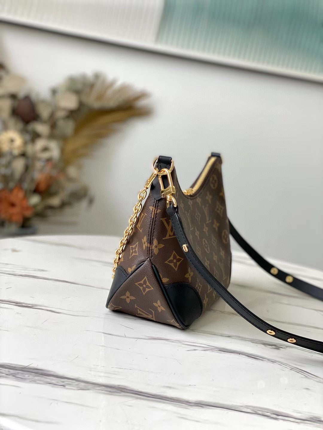 [TOP] Louis Vuitton LV Boulogne Monogram Canvas Handbag 29x16x9.5cm- Black