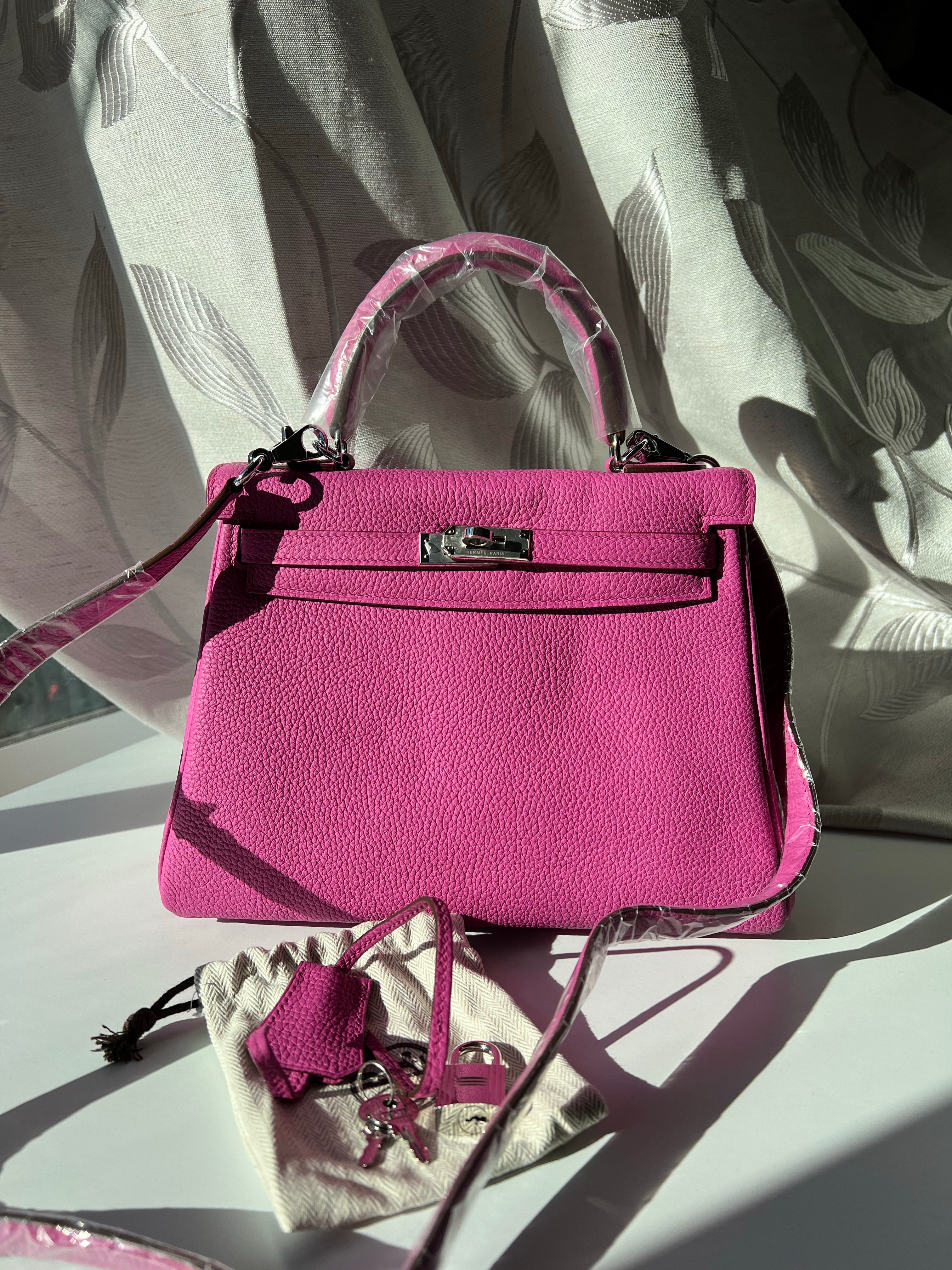 [TOP] HERMES Kelly Togo Leather 25cm - Rose Pourpre