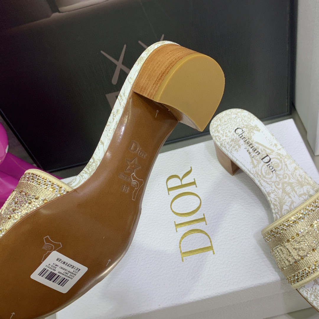 [TOP] Christian Dior Around the World Stella Embroidered high heels Slides - 5 Colours