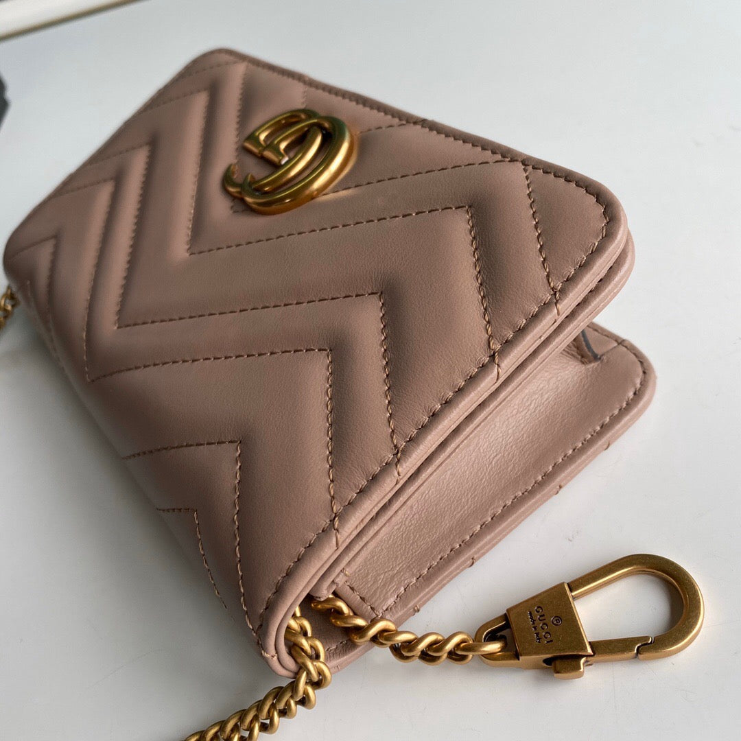 [TOP] GUCCI GG Marmont Shoulder Clutch - Dusty Pink