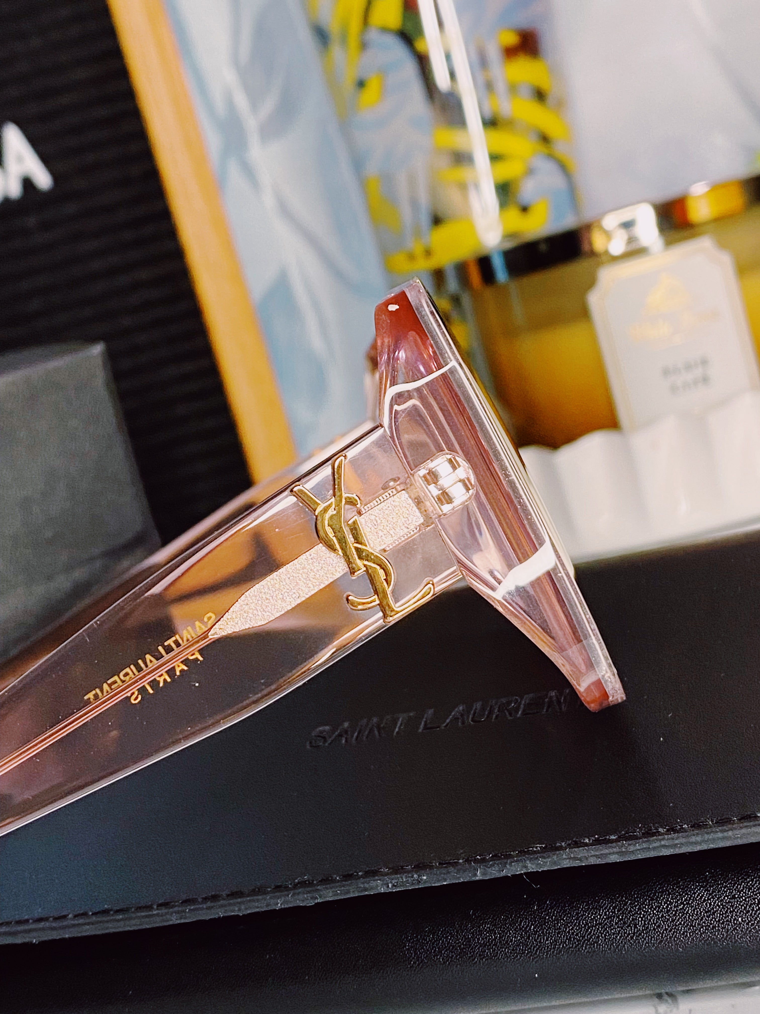 [TOP] Yves Saint Laurent YSL YSL Clear Sunglasses - Pink