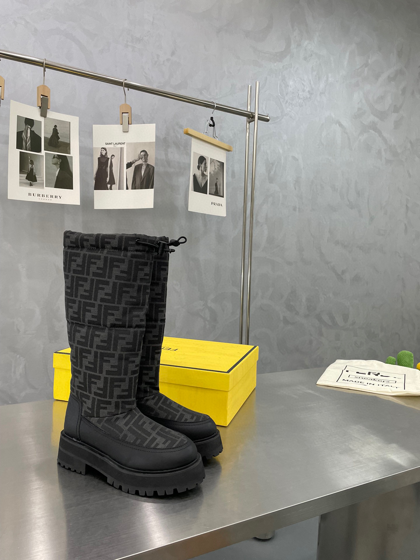 [TOP] FENDI Monogram Quilted Boots