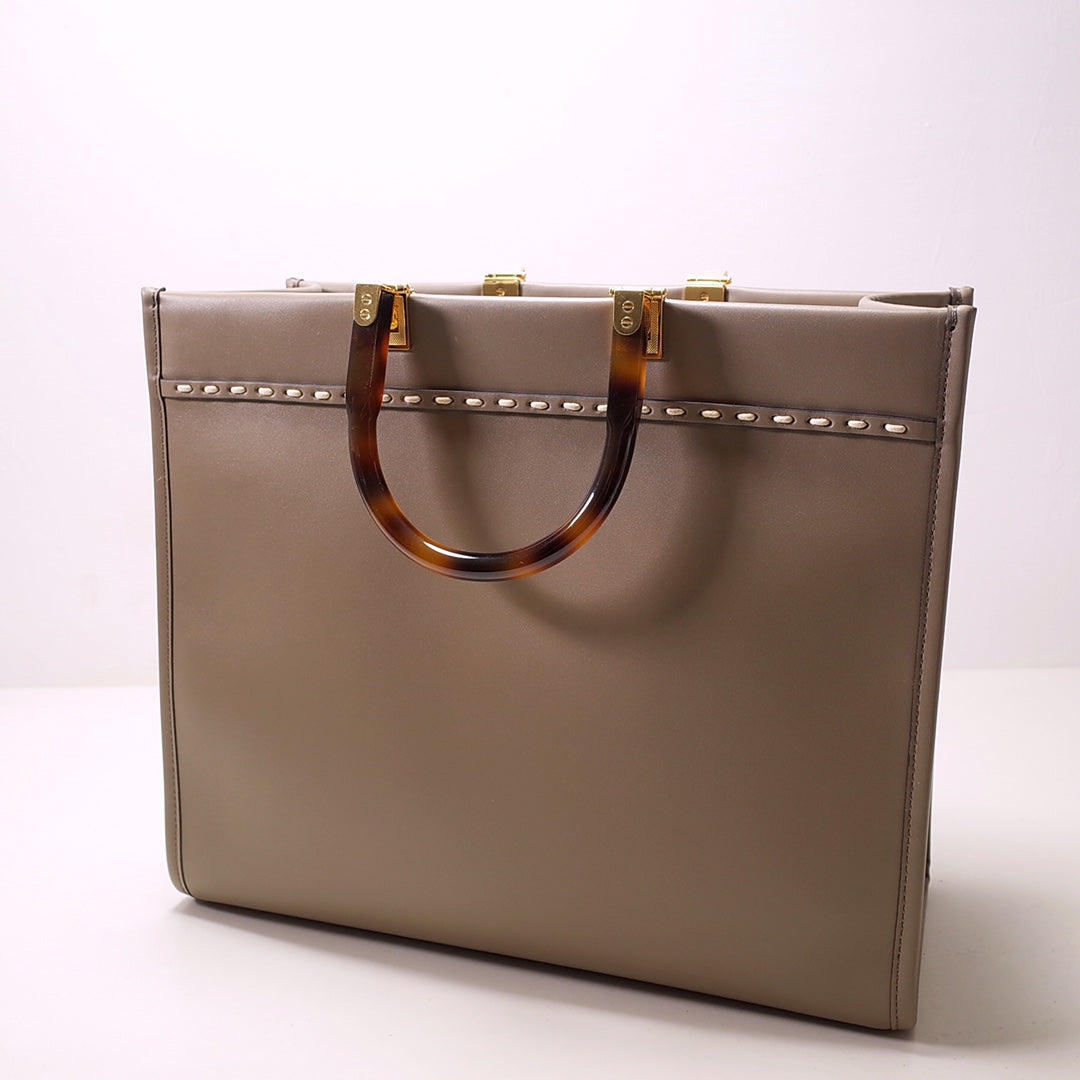 [TOP] FENDI FENDI Sunshine Roma F Medium Tote Bag - Light Brown