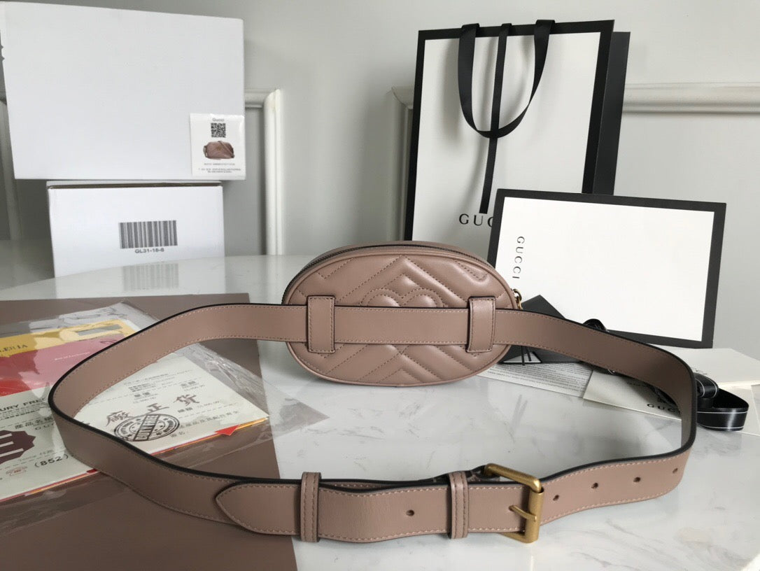 [TOP] GUCCI GG Marmont Belt Bag - Dusty Pink