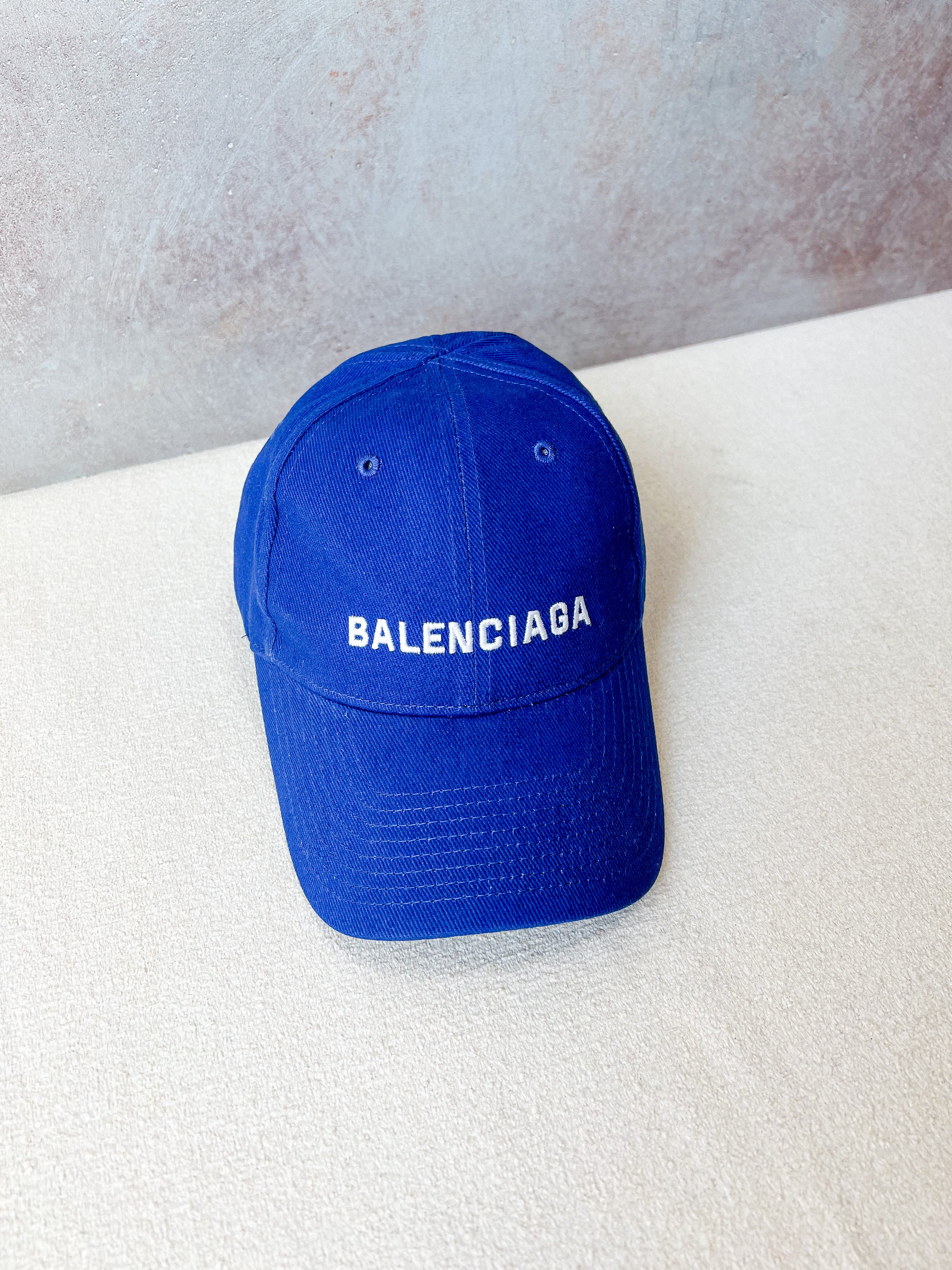[TOP] BALENCIAGA Embroidery Logo Baseball Cap - Blue