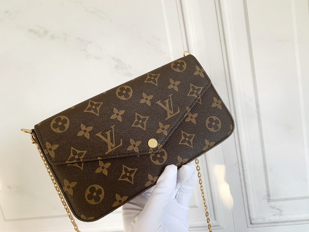 [TOP] Louis Vuitton LV Felicie Monogram 21X12X3cm - Black