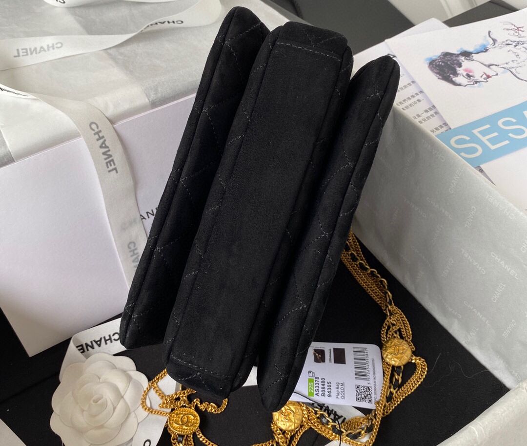 [TOP] CHANEL 19 Bag Coin Chain Small 26CM - Black